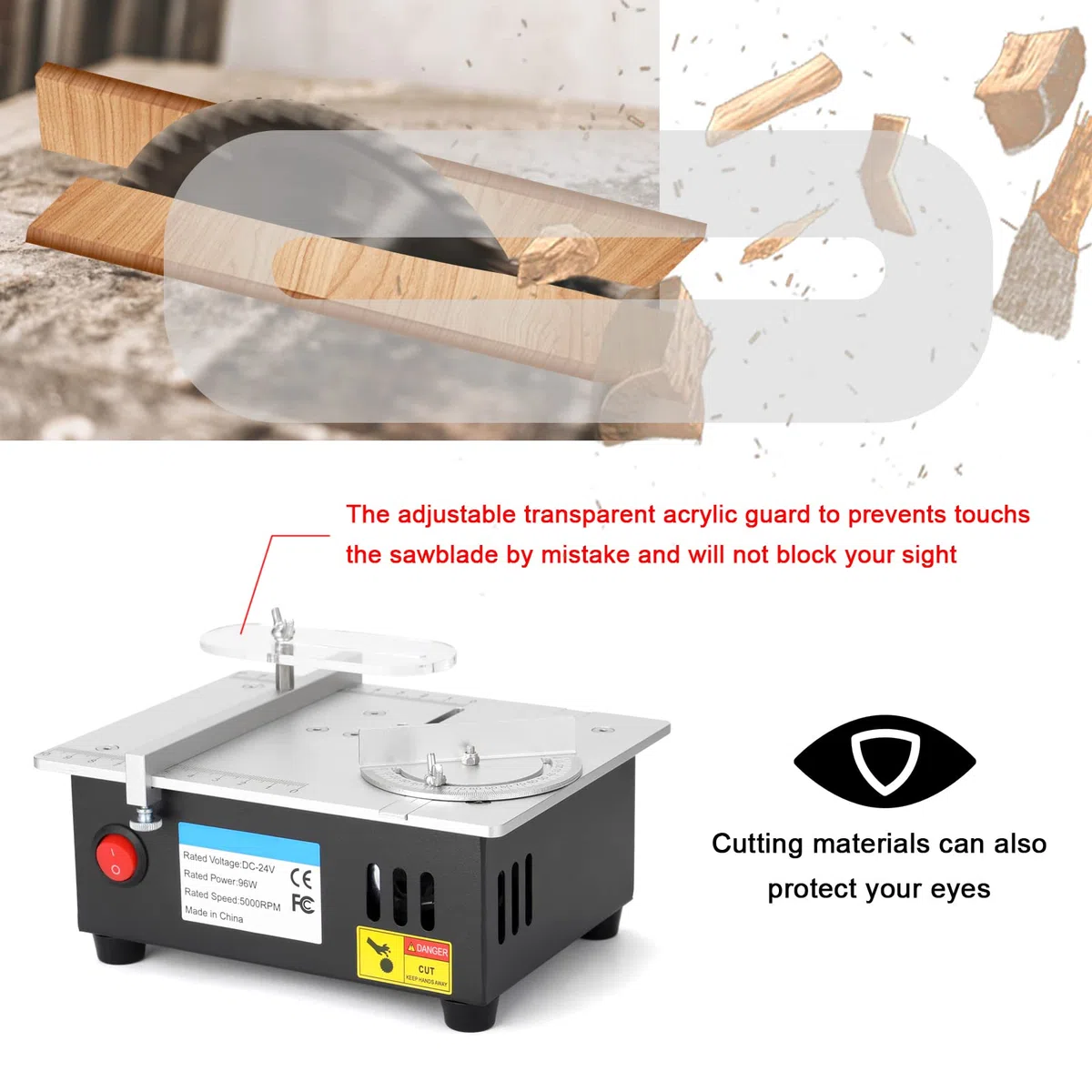 Lechnical Mini sierra de mesa multifuncional, sierras eléctricas de escritorio, pequeña herramienta de corte DIY para el hogar, máquina de torno de banco para carpintería