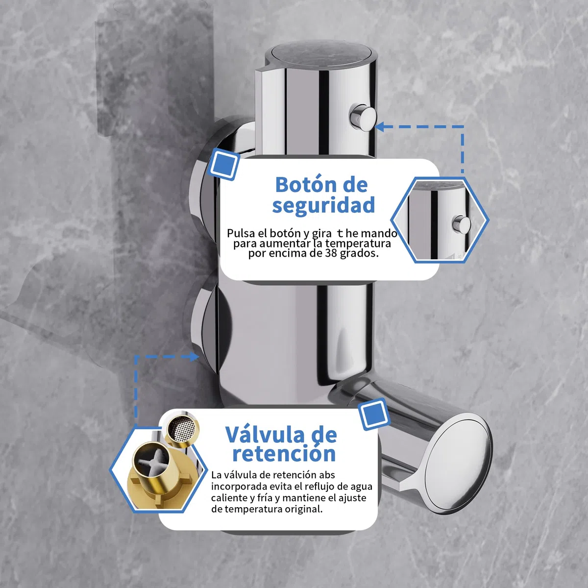 MORADO Mini Barra Termostática de Ducha, Grifo Mezclador Termostático para Caravana, Válvula Mezcladora Vertical, Mini Mezclador de Ducha