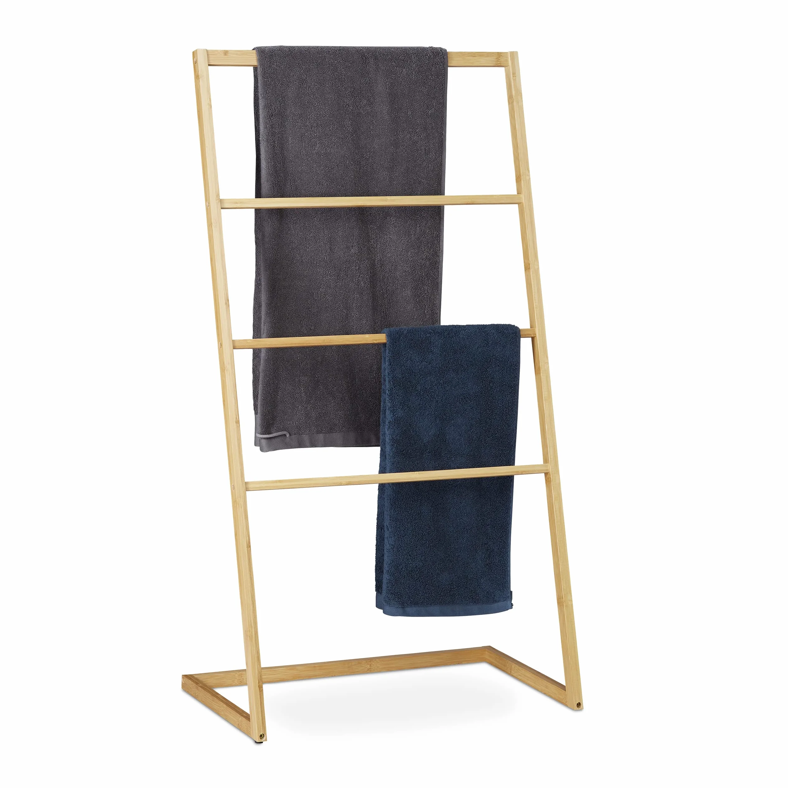 Relaxdays Toallero de Pie Bambú 4 Barras 110 x 60 x 35 cm Marrón