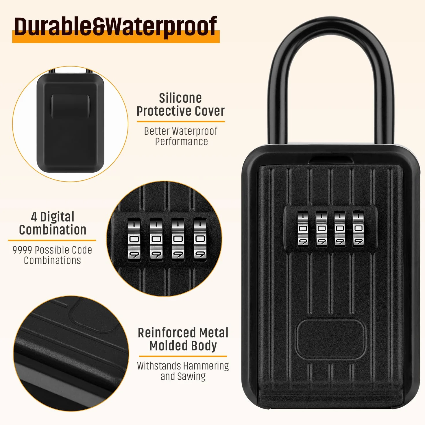 TEUEN Caja de Llaves con Código Impermeable Exterior Grande para Pared