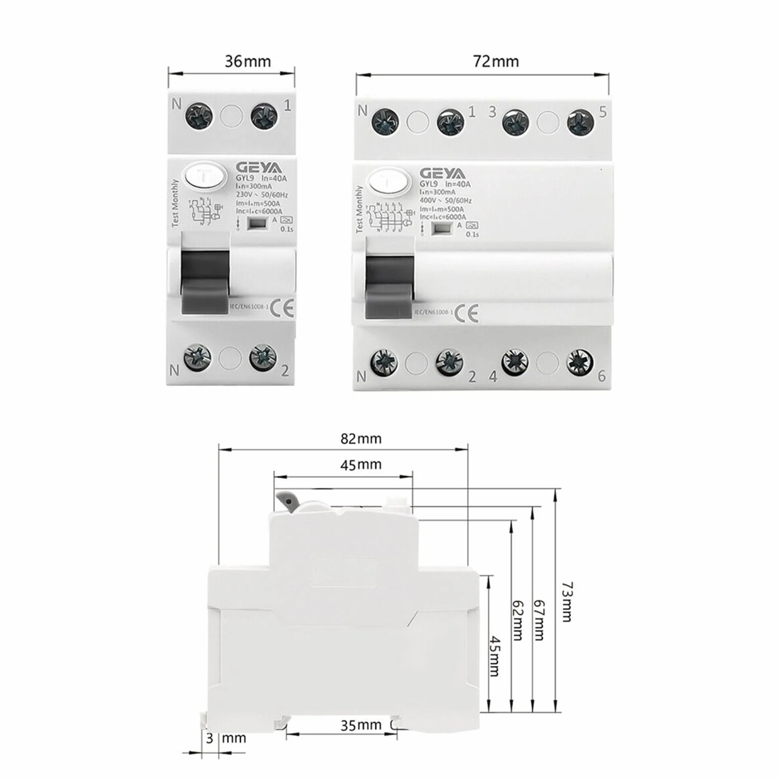 Disyuntor electromagnético súper inmunizado tipo RCD RCCB ELCB A-SI con retardo de tiempo (2P 40A 30mA)