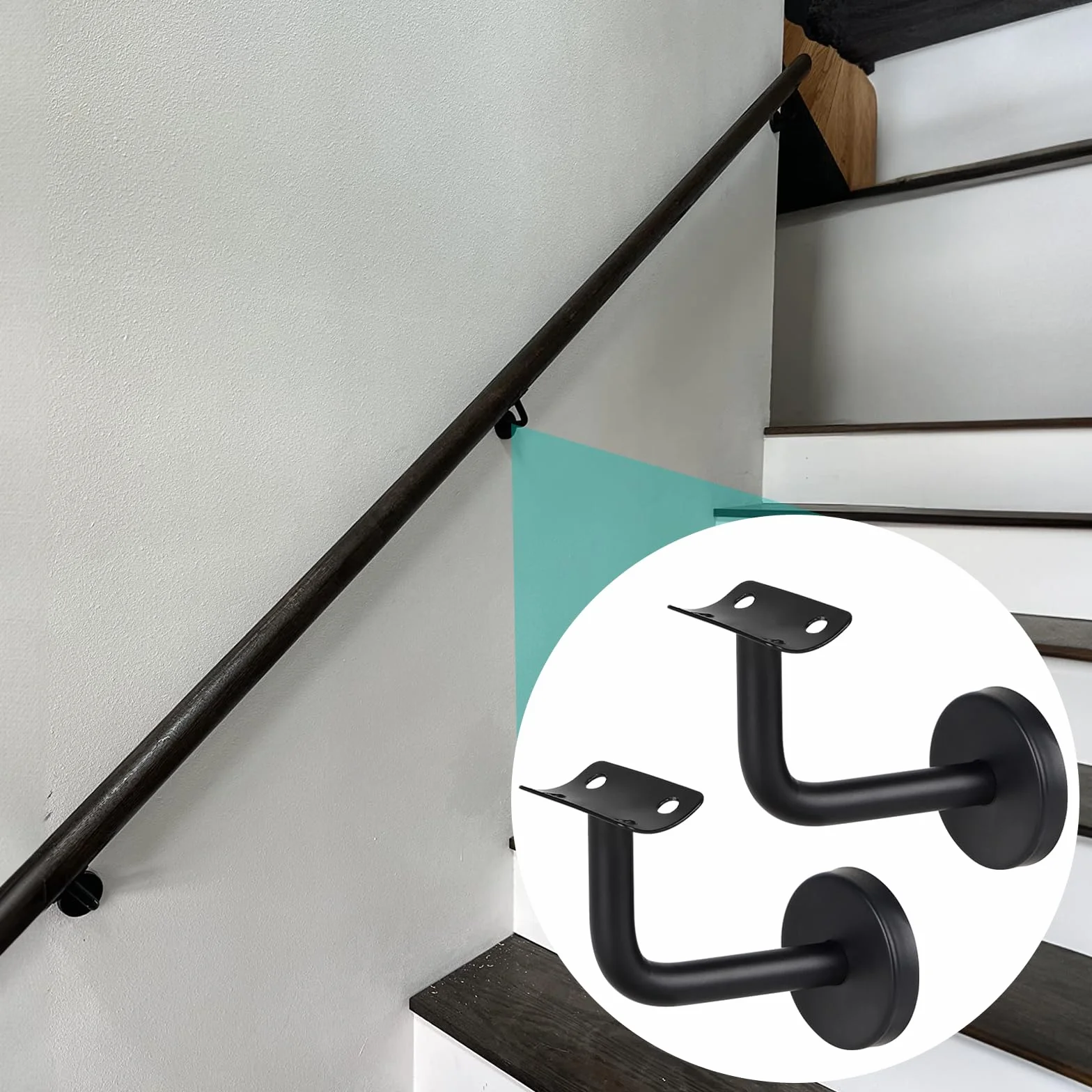 Soporte pasamanos inox pared barandilla escalera interior loft Curva 6 Pz