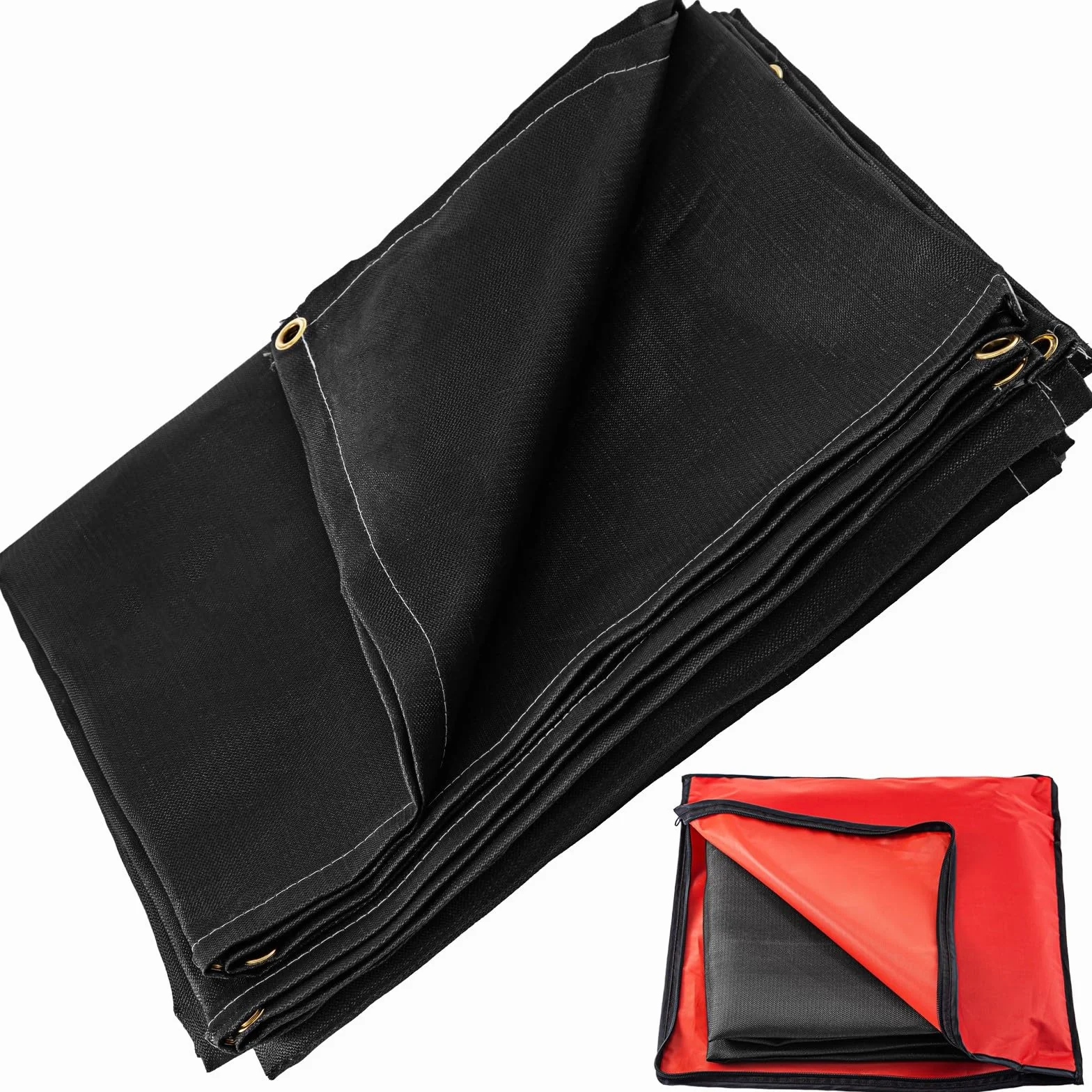 VEVOR Manta de Protección de Soldadura 6 x 10 FT Fibra de Vidrio Ignífuga Negra