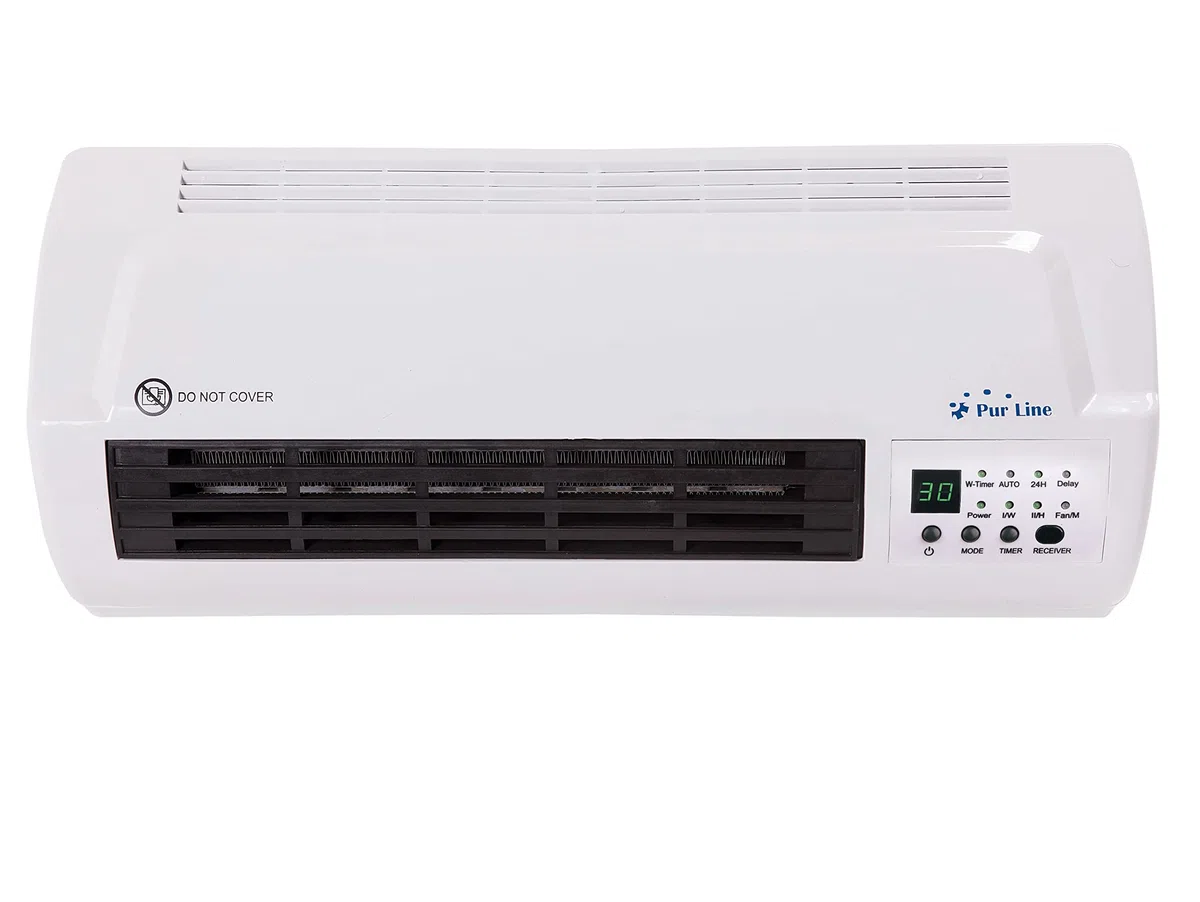 PURLIINE | Calefactor Cerámico Split de Pared 2000W, Mando a Distancia, Termostato Regulable y Diseño Moderno en Blanco
