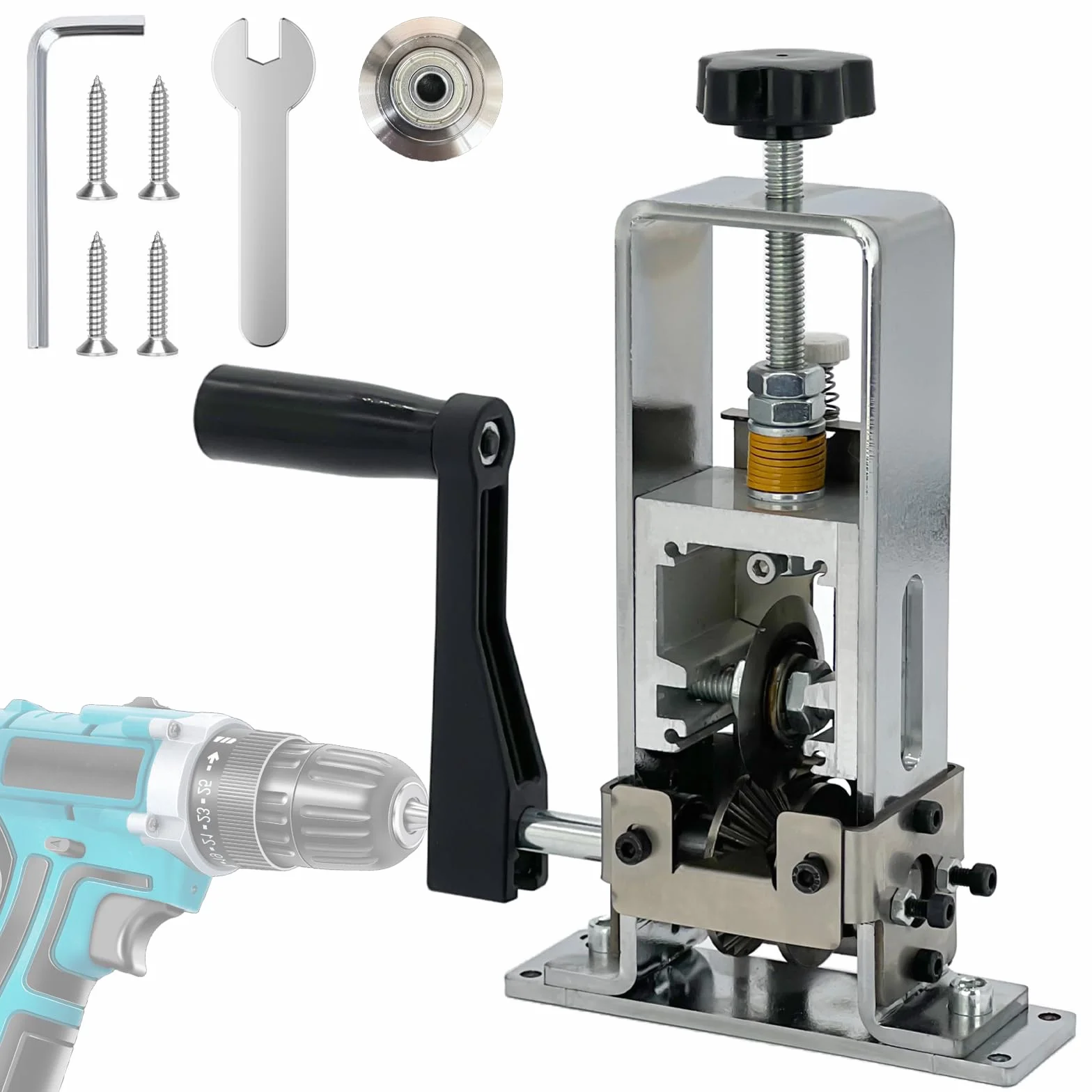 Pelacables 1-25mm Herramienta Máquina para Manivela o Taladro Pelacables Manual Se puede fijar o quitar para Reciclaje de Chatarra de Cobre（plateado）