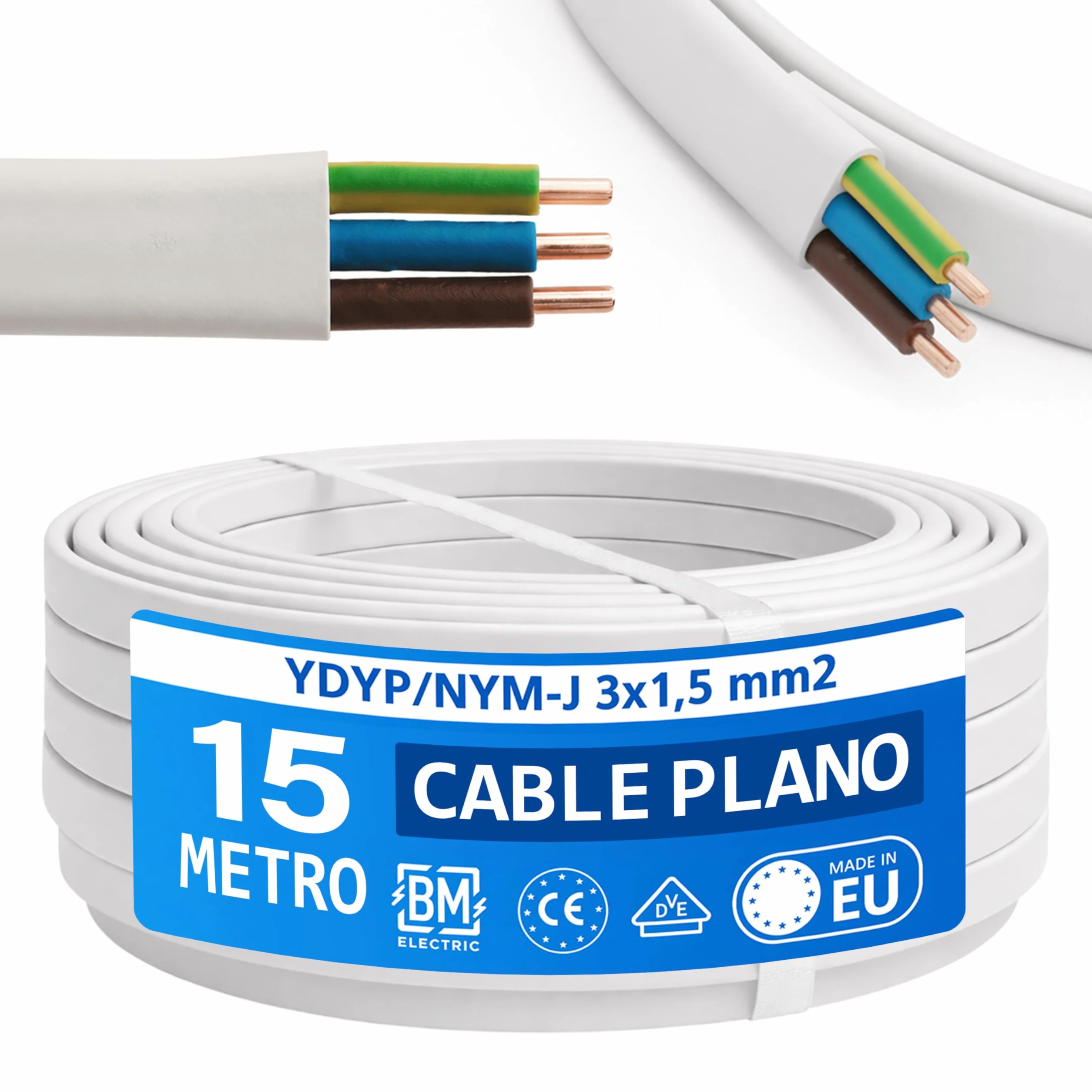Kabel YDYp NYM 3x1,5 płaski 300/500V do instalacji elektrycznej
