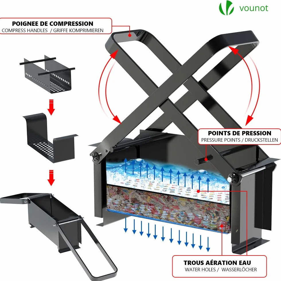 VOUNOT® Prensa Briquetas Papel, Fabricante de Briquetas, Máquina Compactadora Manual para Transformar Periódico Usado en Ladrillo Registro para Estufa de Hogar, Chimenea, Acero, 12 x 26 x 9 cm