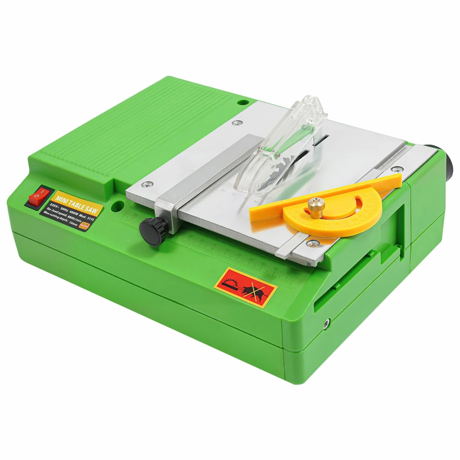 Mini sierra circular de mesa 480 W - Sierra de mesa eléctrica con 8800 RPM - Para madera, metal y plástico - Plato de mesa multifuncional para cortar, pulir y grabar - Diseño portátil para
