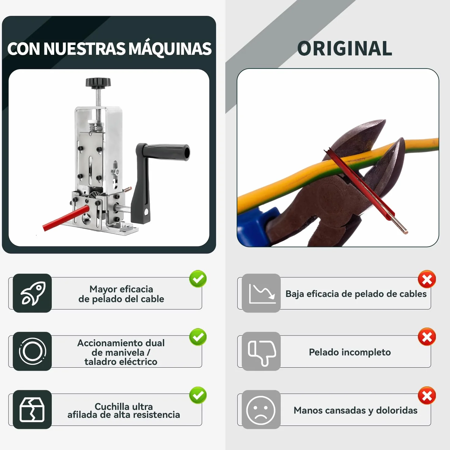 Pelacables 1-25mm Herramienta Máquina para Manivela o Taladro Pelacables Manual Se puede fijar o quitar para Reciclaje de Chatarra de Cobre（plateado）
