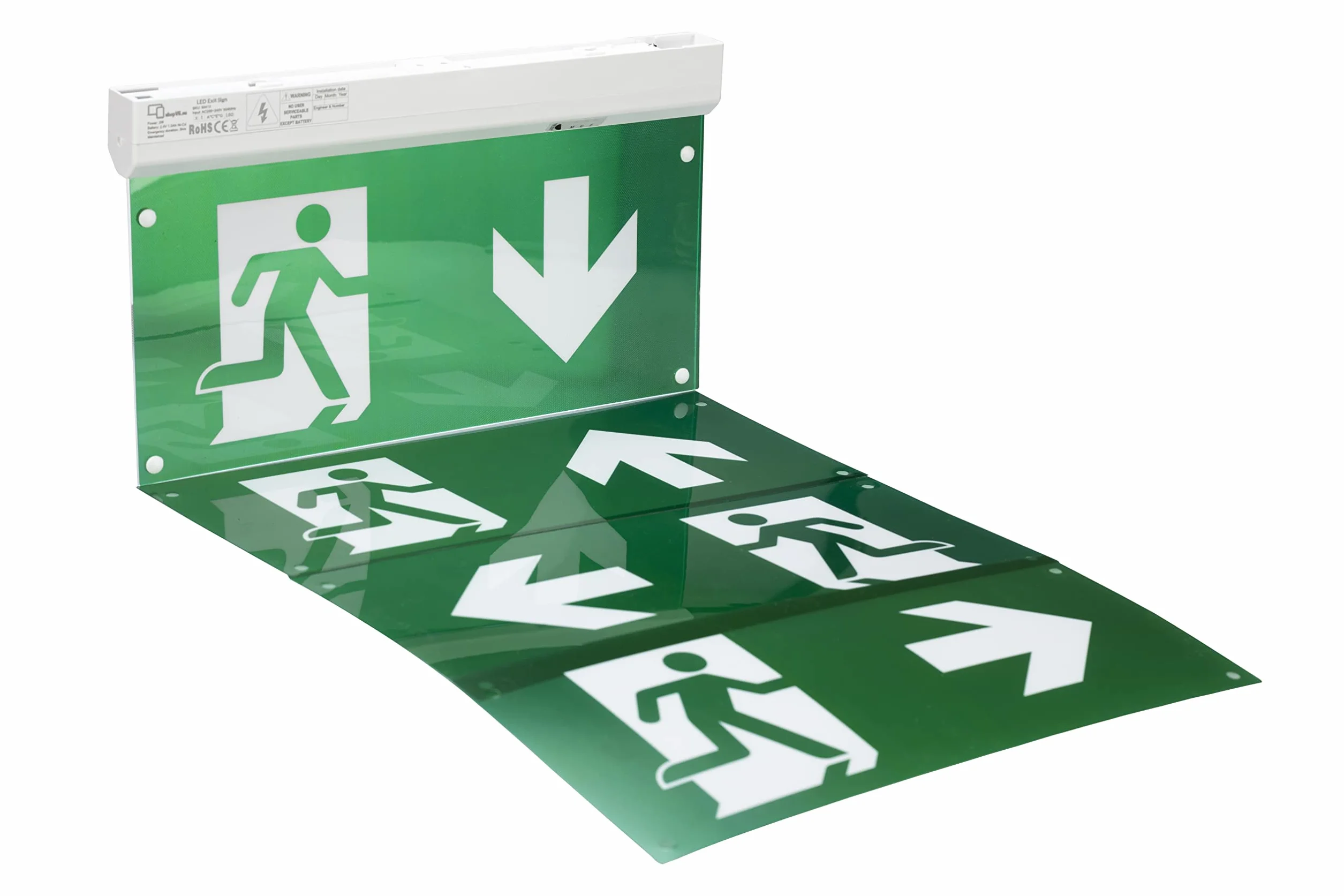 Luz LED de emergencia y salida, IP20 o IP65 (luz continua IP20)