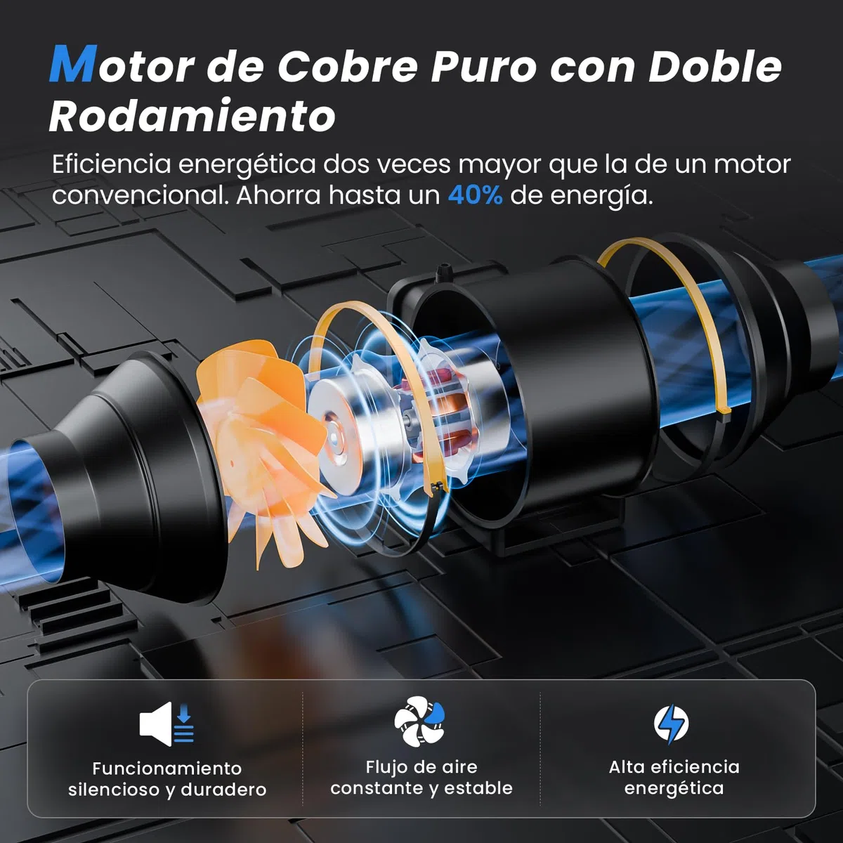 Ventilador de Conducto 100 mm Regulable con Control de Velocidad, Extractor Silencioso en Línea, Motor con Protección contra Sobrecalentamiento, Enchufe UE, Cable 3 m
