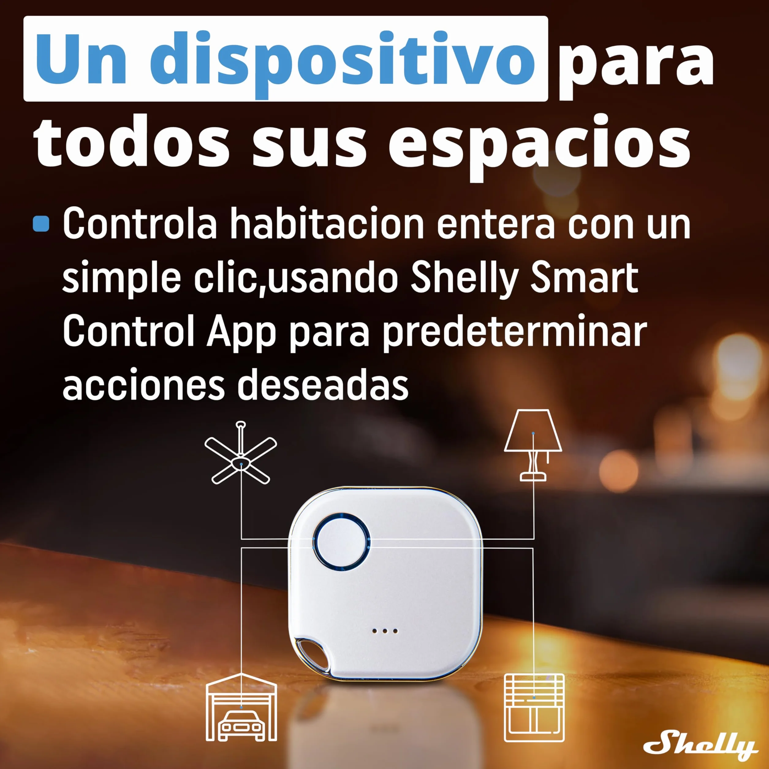 Shelly BLU Button 1 Botón Blanco Bluetooth Acción Escena Automatización Hogar iOS Android App Hub No Requerido Larga Duración Batería LED Zumbador