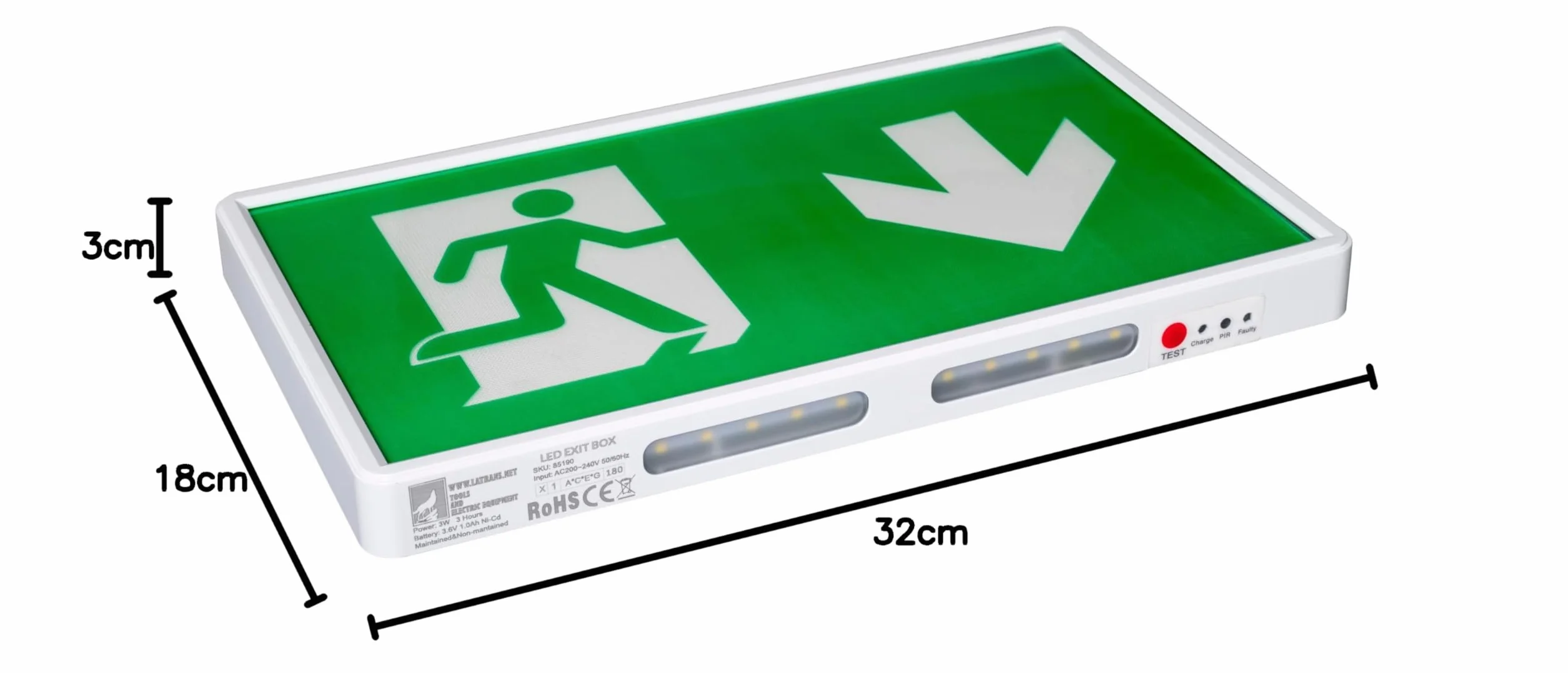 LATRANS LED de Emergencia y Red IP20 Lámpara de Salida Montaje en Pared