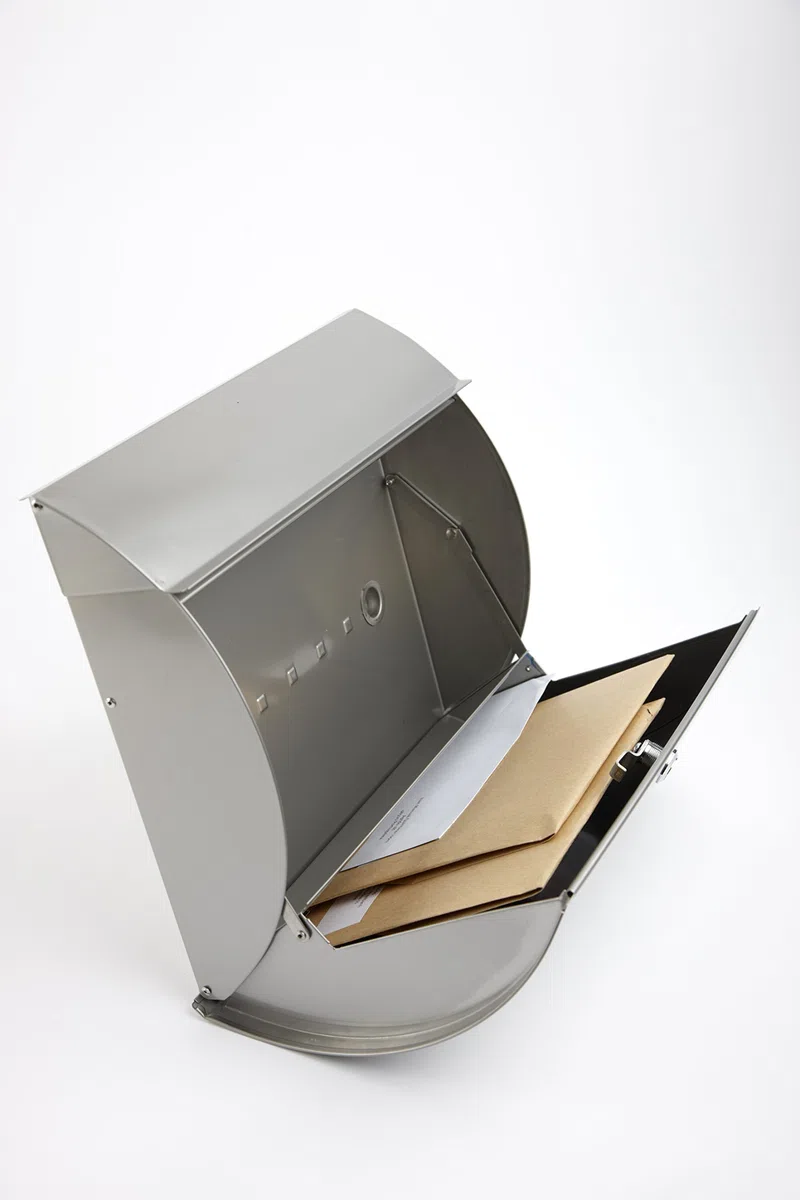ARREGUI Aura E5405-12 Buzón Exterior de Acero Inoxidable, Tamaño L(Revistas, Sobres C4), Gran Capacidad, Buzón de Correo Grande, Buzón de Pared, Antilluvia, Anticorrosivo, Fácil de Instalar, INOX