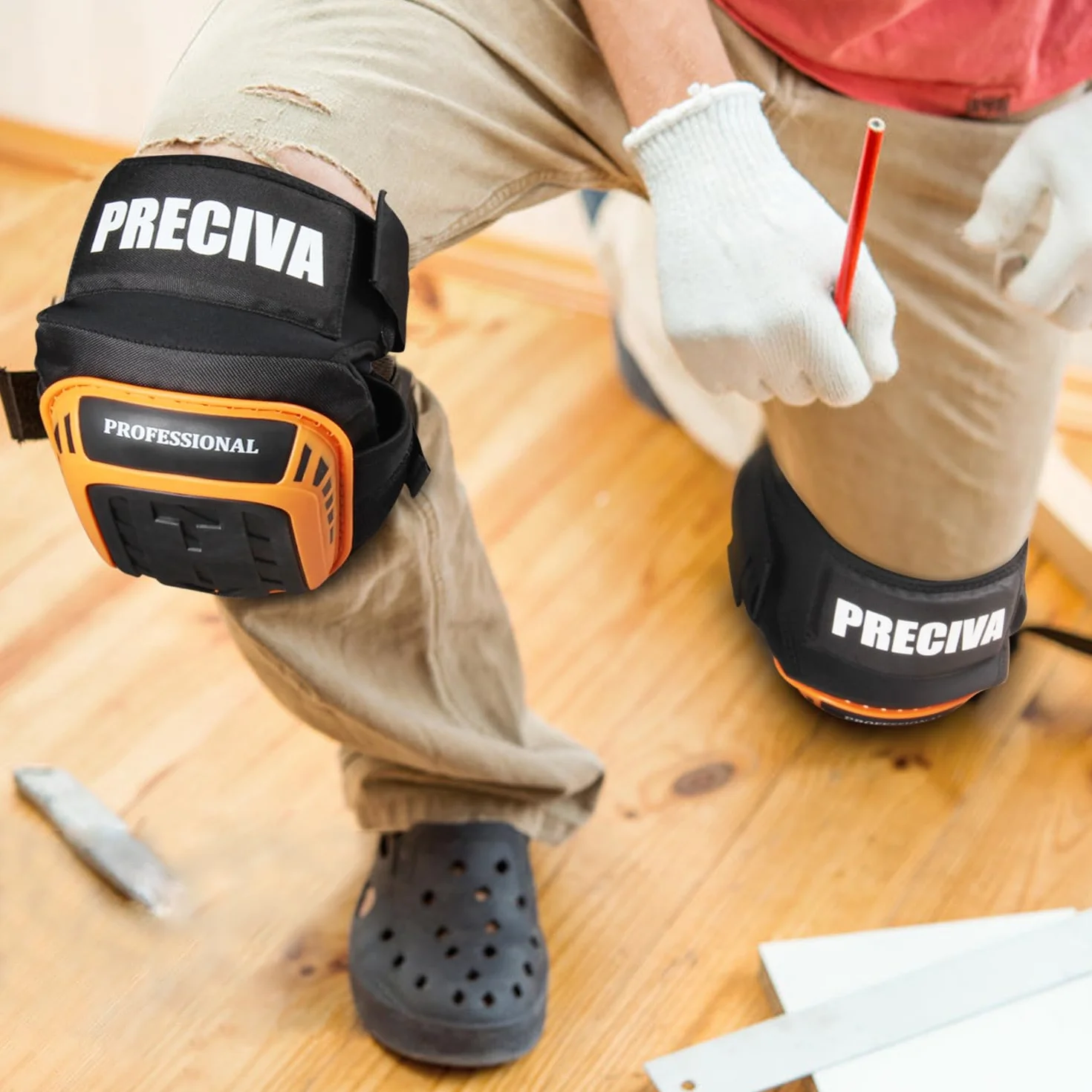 Preciva Rodilleras Profesionales Espuma Suave Almohadilla Gel Punta Resistente Correas Ajustables Reforzadas Remaches Grado Militar Construcción Jardinería