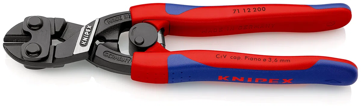 KNIPEX CoBolt Cortabulones compacto con cartulinas autoservicio con fundas esbeltas en dos componentes 200 mm, 71 12 200 SB