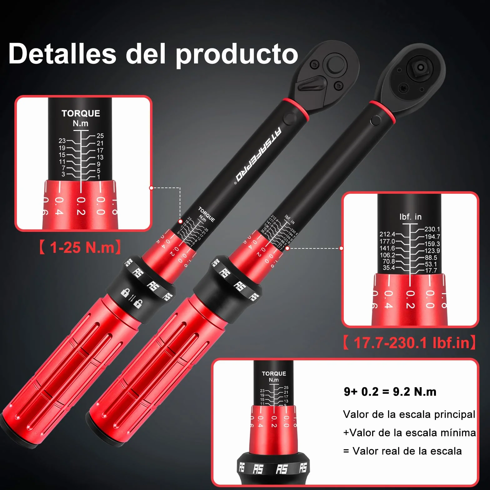 Llave Dinamometrica 1/4 1-25 Nm 72 Dientes Bicicleta ATsafepro