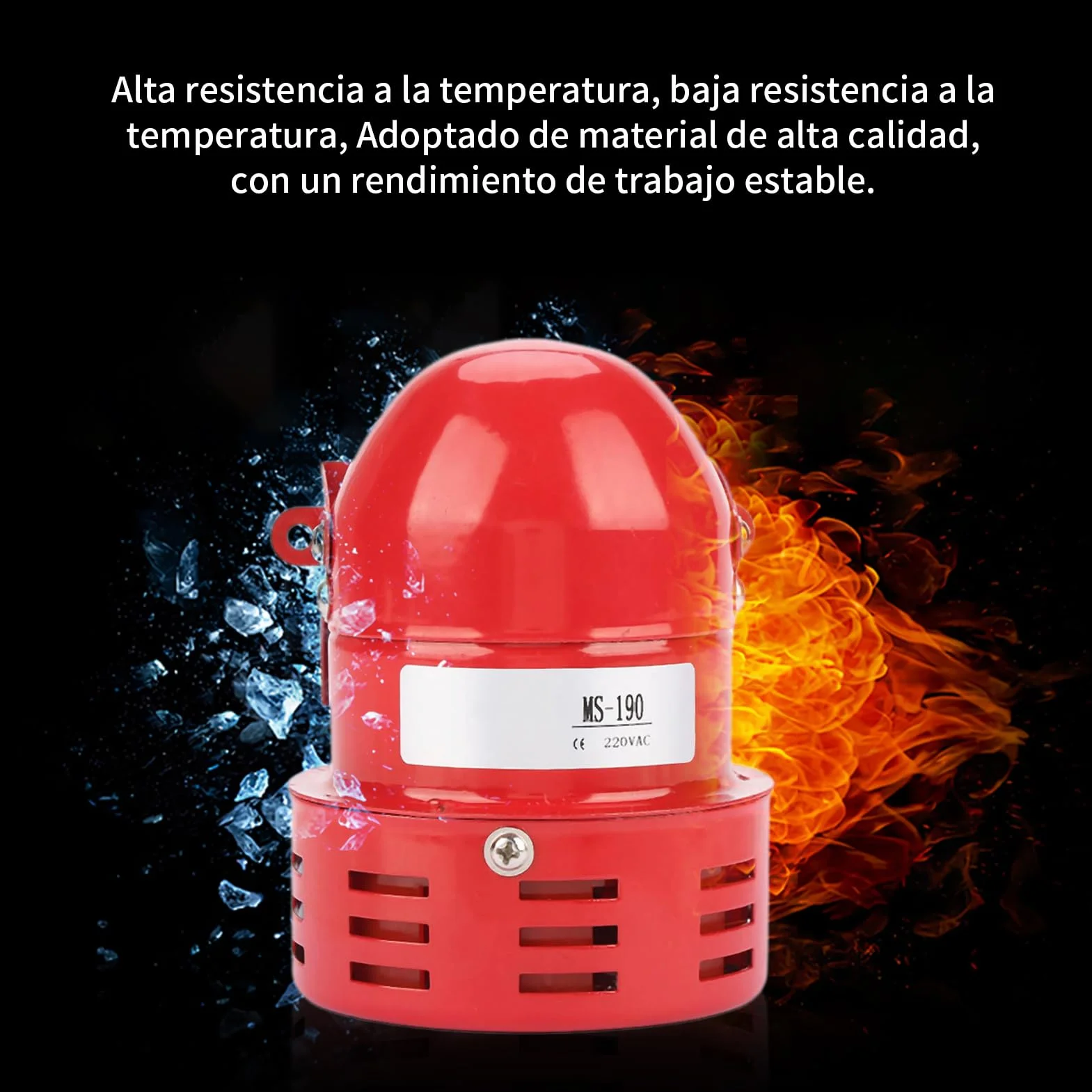 Alarma de Motor Industrial Campana MS-190 220V 120DB Rojo