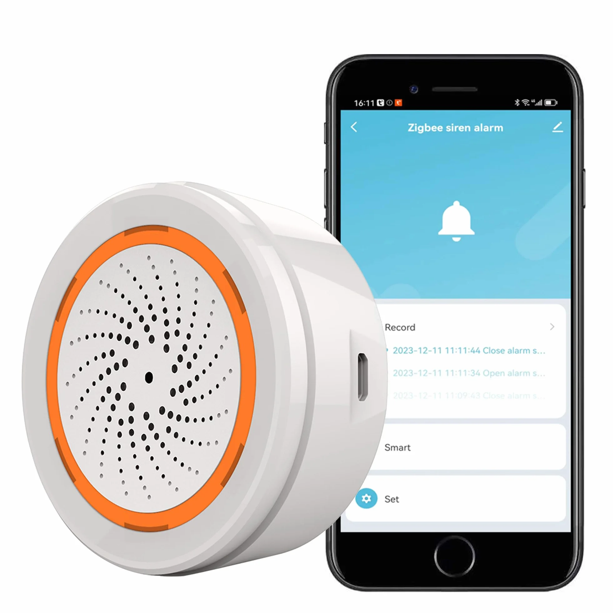 Zigbee Alarma Inteligente de Sirena 100 dB Inalámbrica para Seguridad del Hogar