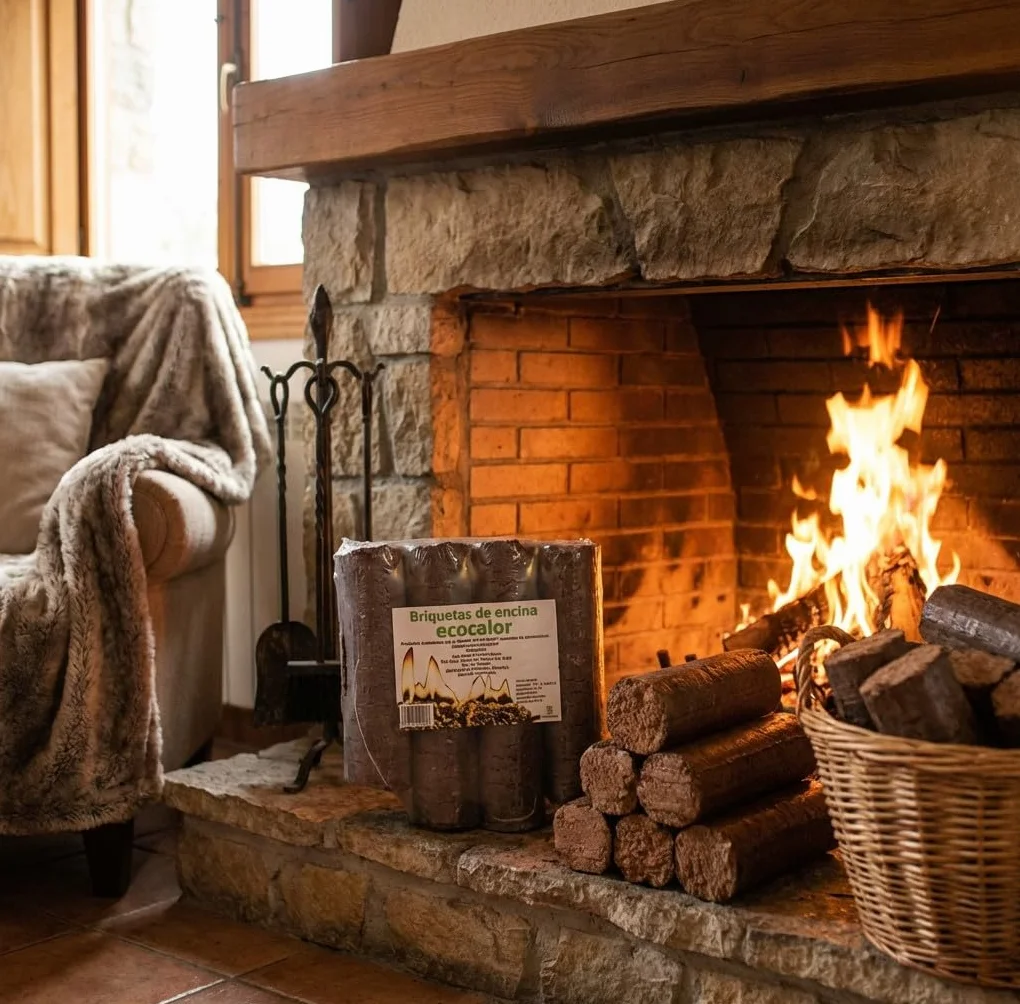 Suinga Briquetas de Madera Ecológicas Encina 7 Kg – Briquetas para Chimenea, Combustible Natural para Estufas y Chimeneas