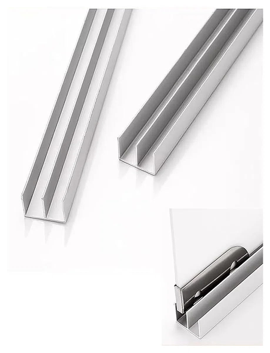Riel de Vidrio acrílico para Puerta corrediza de aleación de Aluminio, Juego de rieles Dobles, riel móvil para Puerta corrediza de Vidrio (130 cm/51,2 Pulgadas)