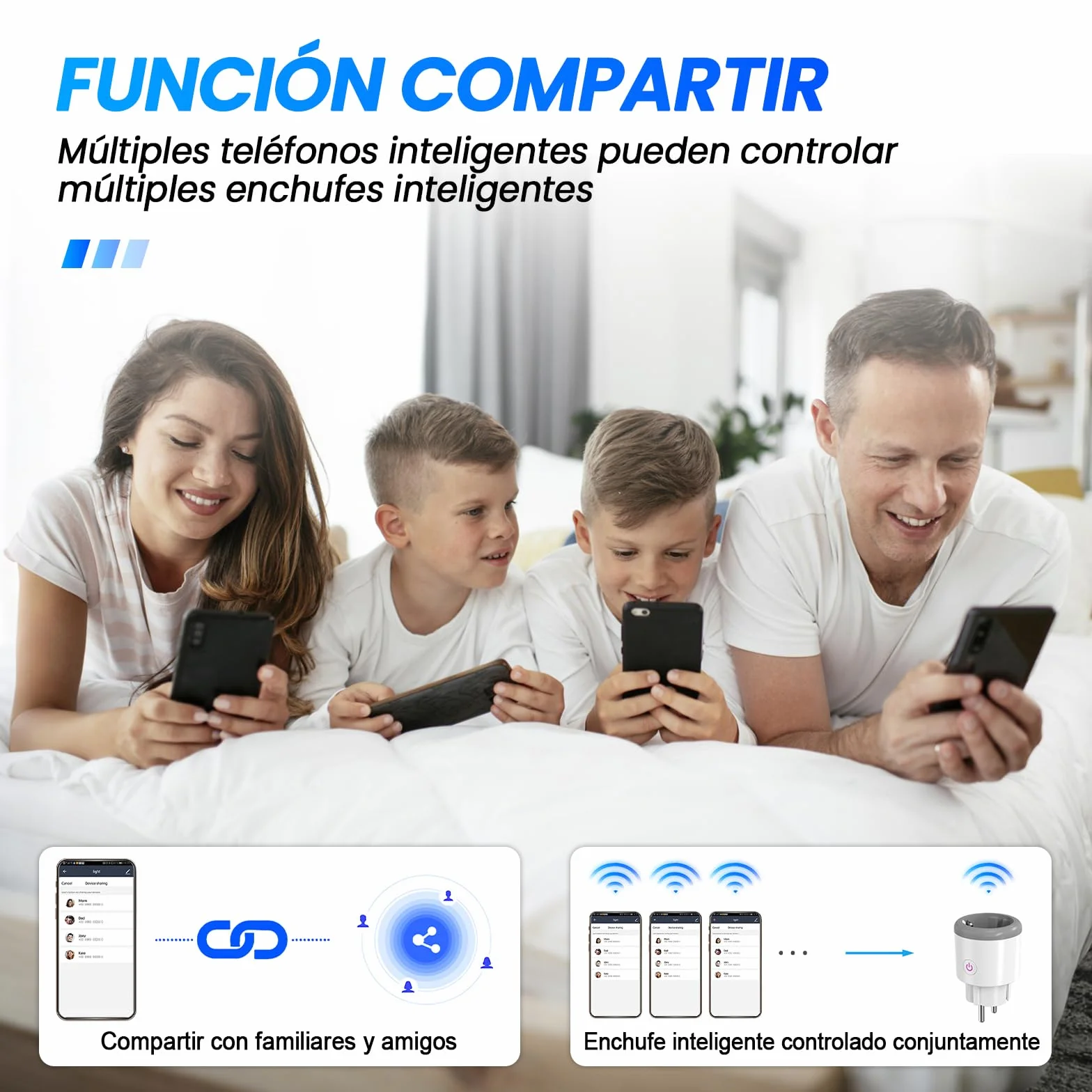 Enchufe Inteligente WiFi 16A Monitor de Energía Control Remoto Tuya Smart Life Alexa Google Home 2,4 GHz 4 Paquete Blanco Roto