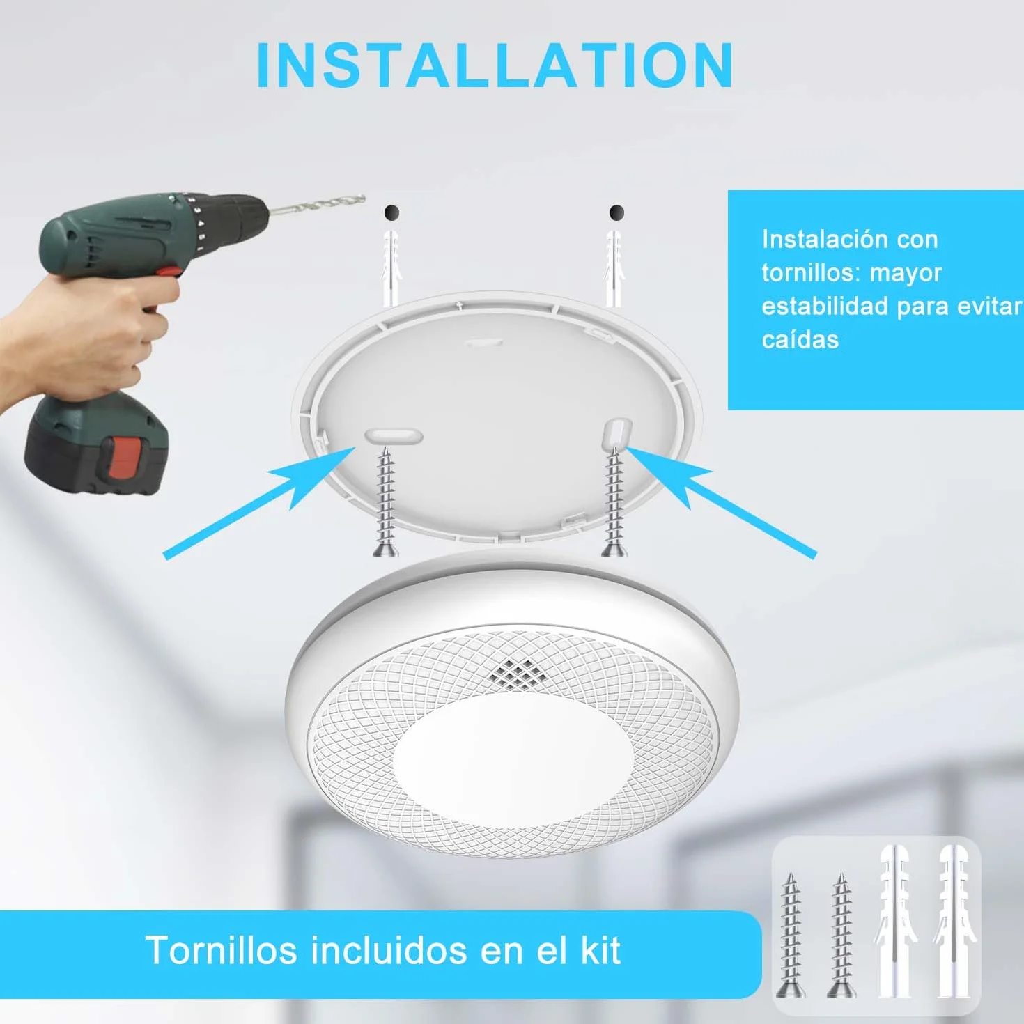 Detector de Humo Inteligente Wi-Fi, batería 10 años, EN 14604, 1 Pieza, App Tuya/Smart Life