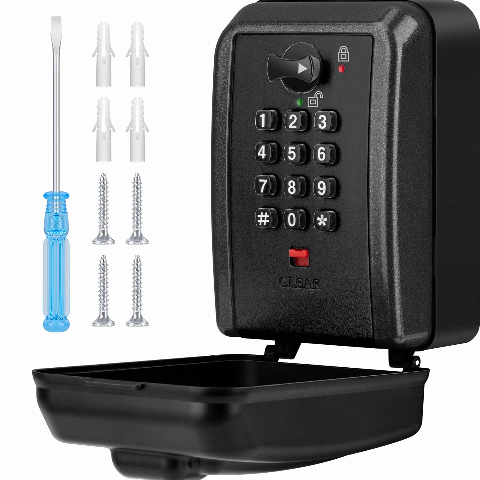 Caja de Seguridad para Llaves Grande Impermeable 12 Dígitos Exterior Negro