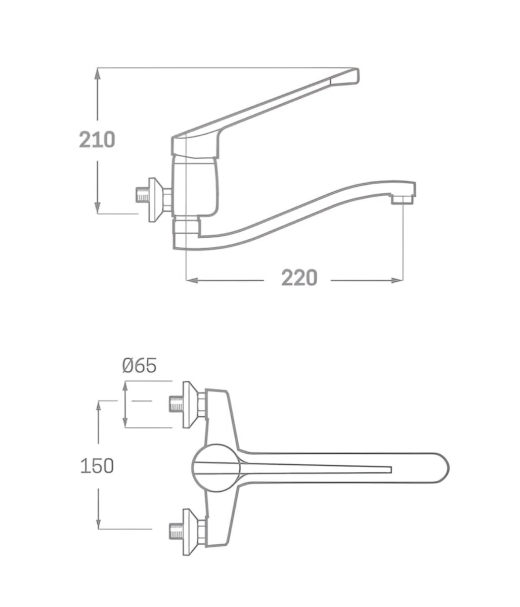 GRIFO MONOMANDO COCINA PARED MANETA MEDICAL, SERIE M-5, 5 AÑOS DE GARANTÍA