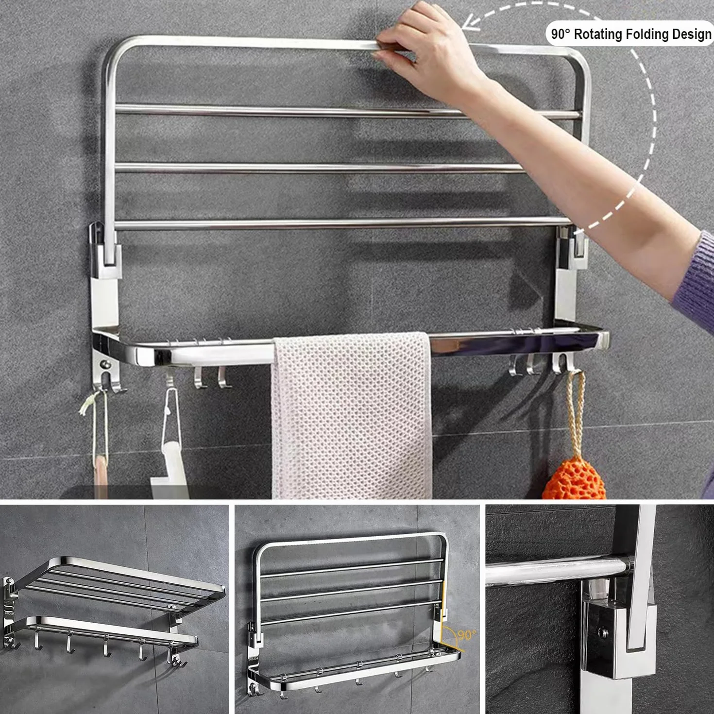 Soporte Toallero Baño Sin Taladro Acero Inoxidable Adhesivo Kit