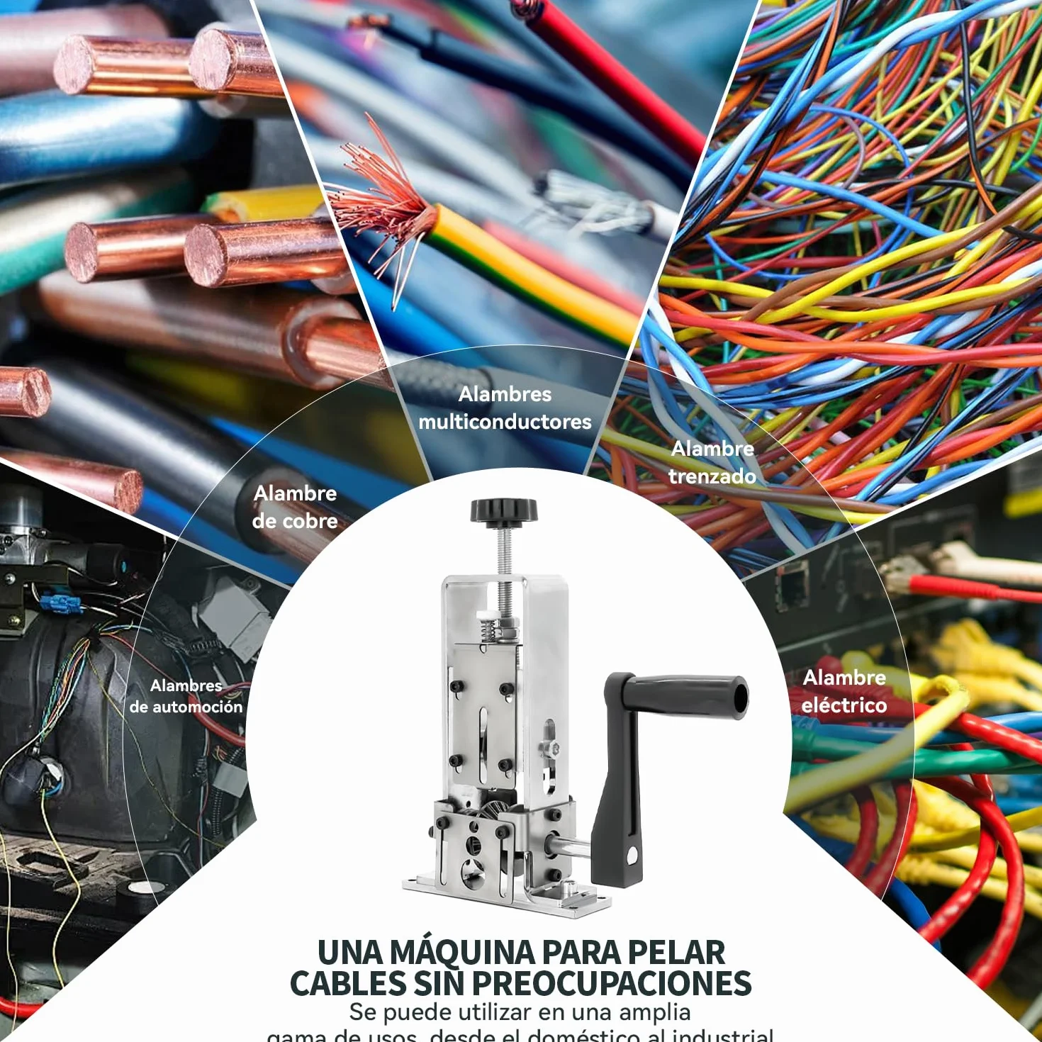 Pelacables 1-25mm Herramienta Máquina para Manivela o Taladro Pelacables Manual Se puede fijar o quitar para Reciclaje de Chatarra de Cobre（plateado）