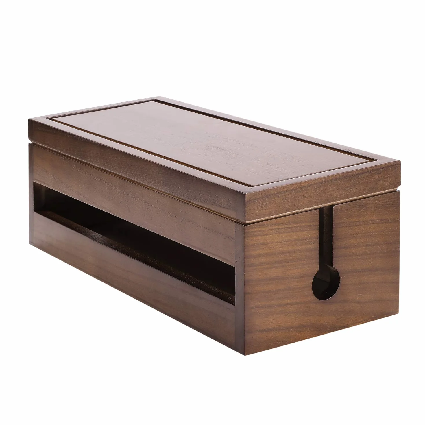 Changsuo Caja organizadora de Cables de Madera para Cable de extensión, Protector de sobretensión, Corrector de gestión de Cables, marrón