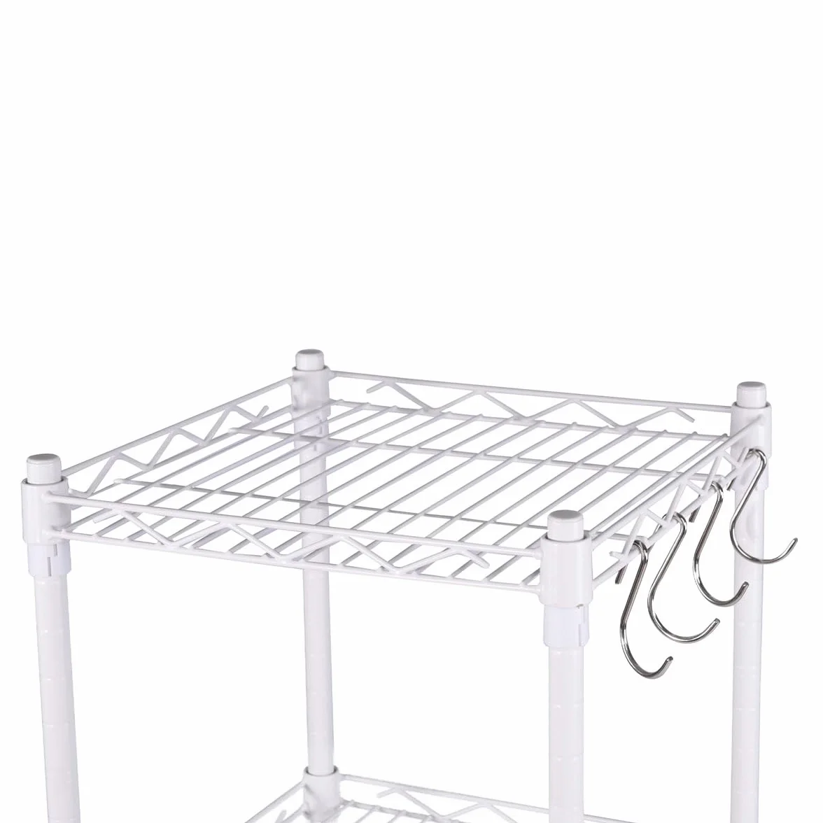 Estantería metálica blanca 5 baldas ajustables con ganchos laterales | 145x30x30cm | Estante almacenamiento resistente para cocina, despensa, baño, garaje u oficina | Montaje fácil sin tornillos