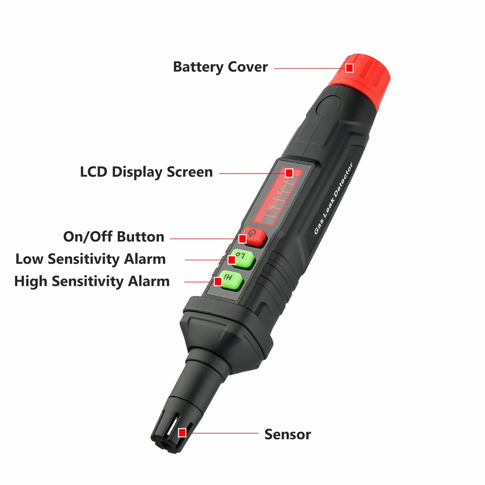 Natural Gas Detector Fugas Gas localizar la Fuente Propano Metano Butano GLP Alta/Baja sensibilidad Ajustable Audible y Alarma Visual de Respuesta Rápida Apagado Automático