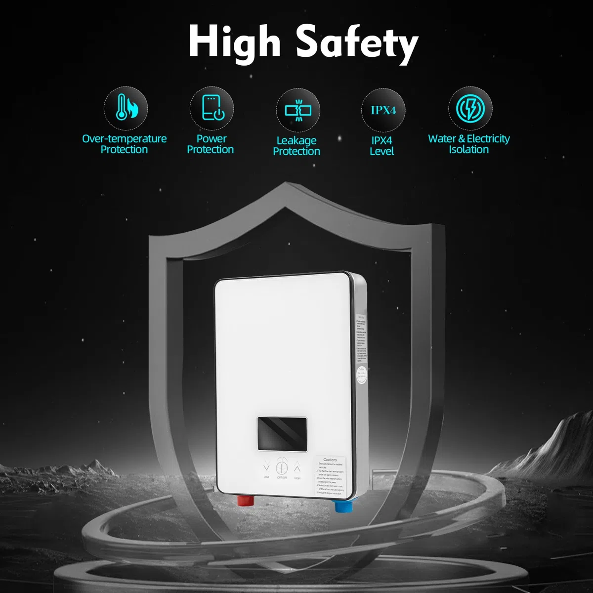 Calentador de agua eléctrico digital, 6500 W, sin tanque, para baños, peluquerías, hoteles, salones de belleza, escuelas, hospitales, 18,6 x 5,7 x 27,7 cm (blanco)