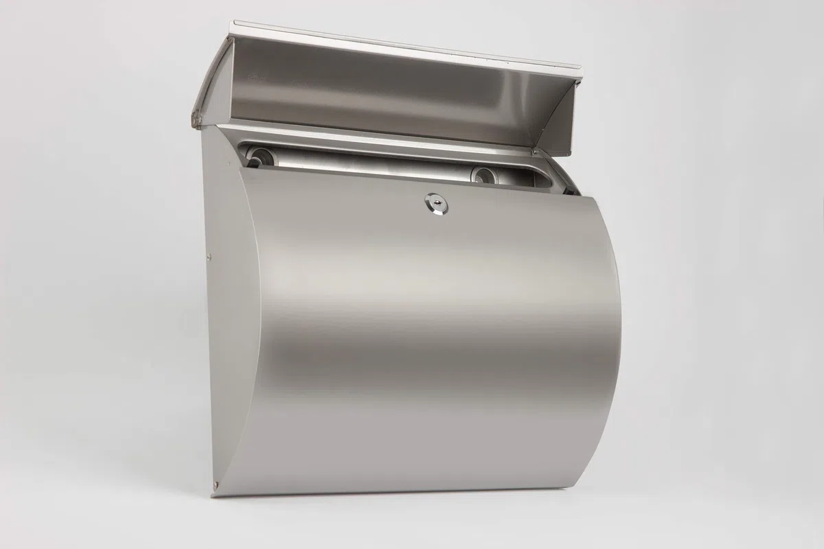 ARREGUI Aura E5405-12 Buzón Exterior de Acero Inoxidable, Tamaño L(Revistas, Sobres C4), Gran Capacidad, Buzón de Correo Grande, Buzón de Pared, Antilluvia, Anticorrosivo, Fácil de Instalar, INOX