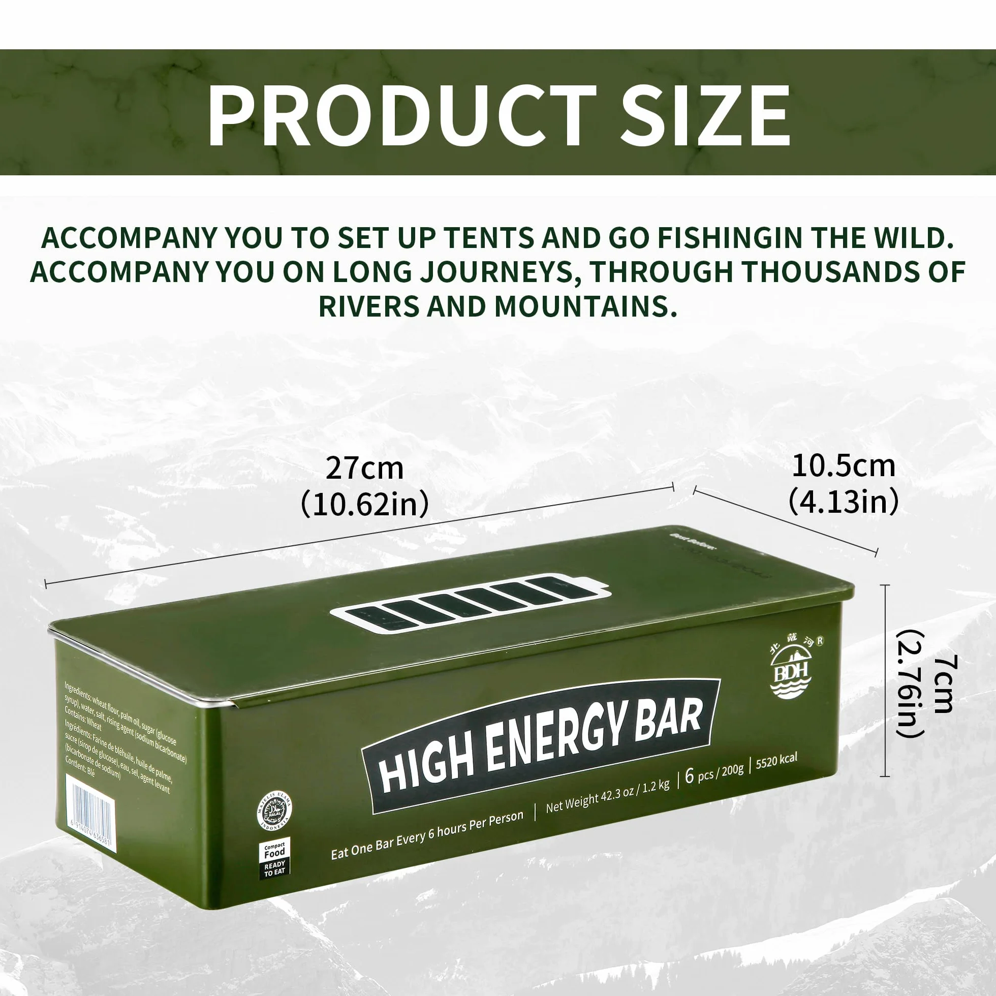 Barras de ración de alimentos de emergencia, comida de supervivencia con caja de lata, 20 años de duración, pestañas de supervivencia para acampar al aire libre, kit de preparación para terremotos,