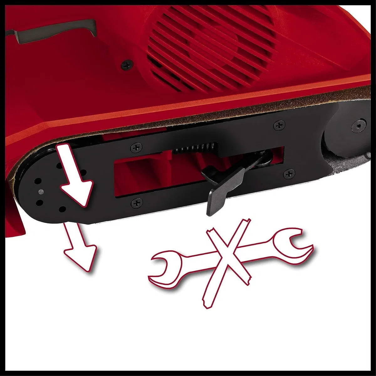Einhell Lijadora de banda TC-BS 8038 (800 W, superficie de lijado 76x142 mm, inserto de protección cerámica 380 min.-1, asa adicional, aspiración de polvo integrada, incl. banda de lijado)