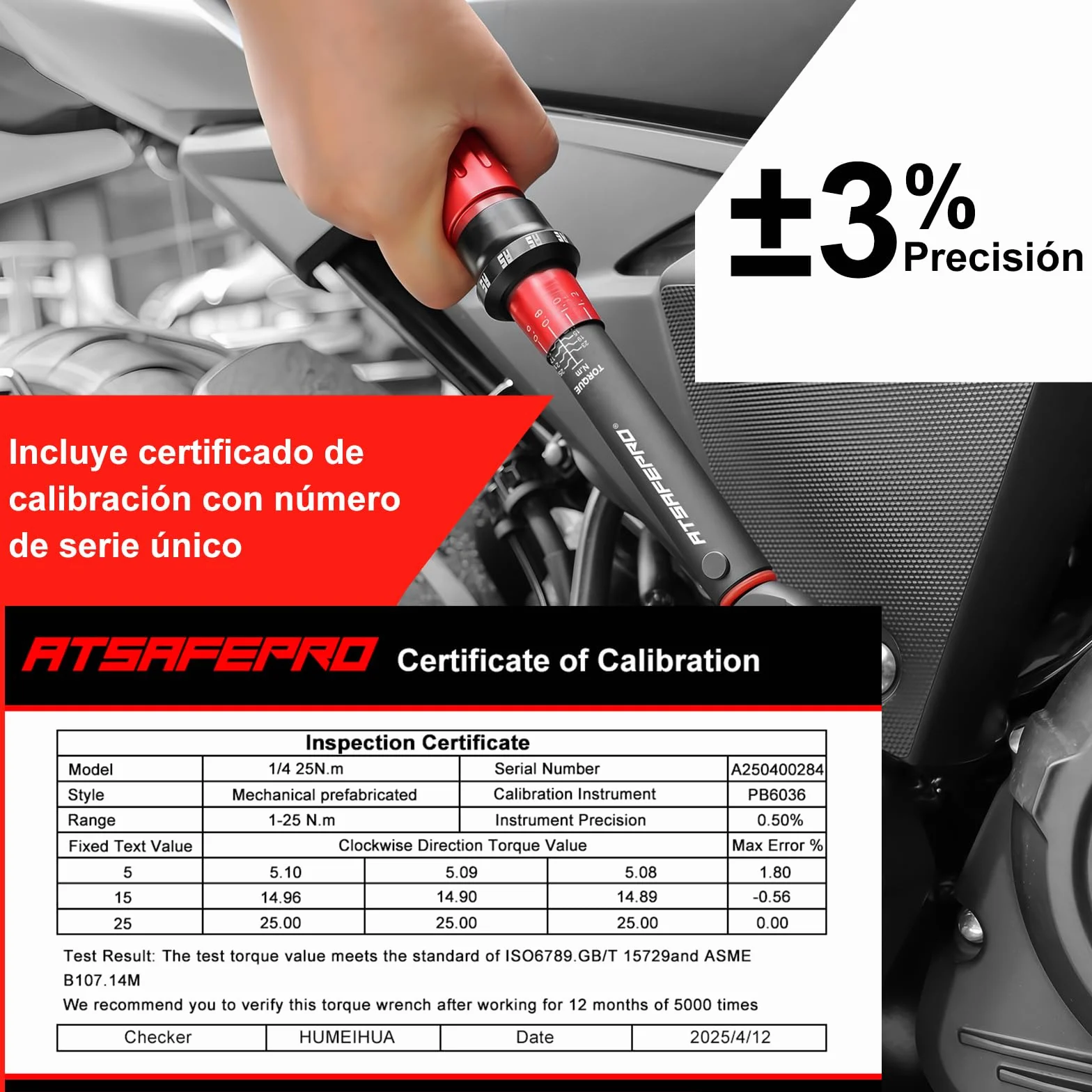 Llave Dinamometrica 1/4 1-25 Nm 72 Dientes Bicicleta ATsafepro