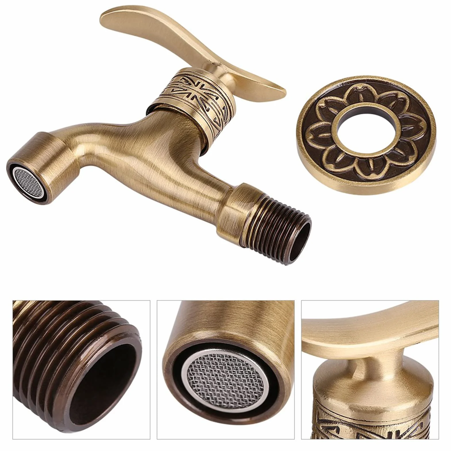 Grifo de jardín de latón vintage 1/2 pulgada para lavadora