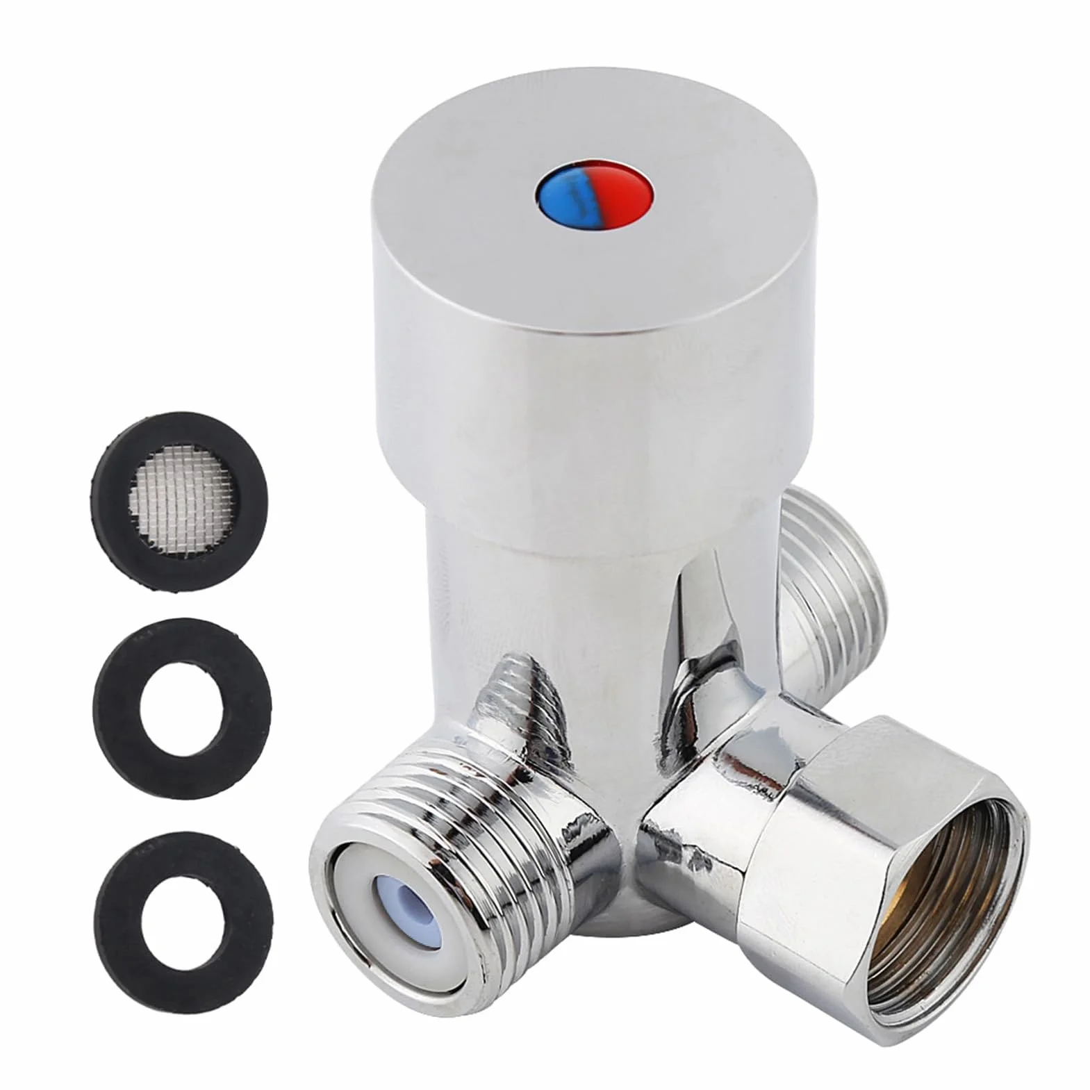 Válvula de agua fría y caliente, Super práctica G1/2 válvula de mezcla automática de agua fría y caliente control de temperatura del mezclador termostático