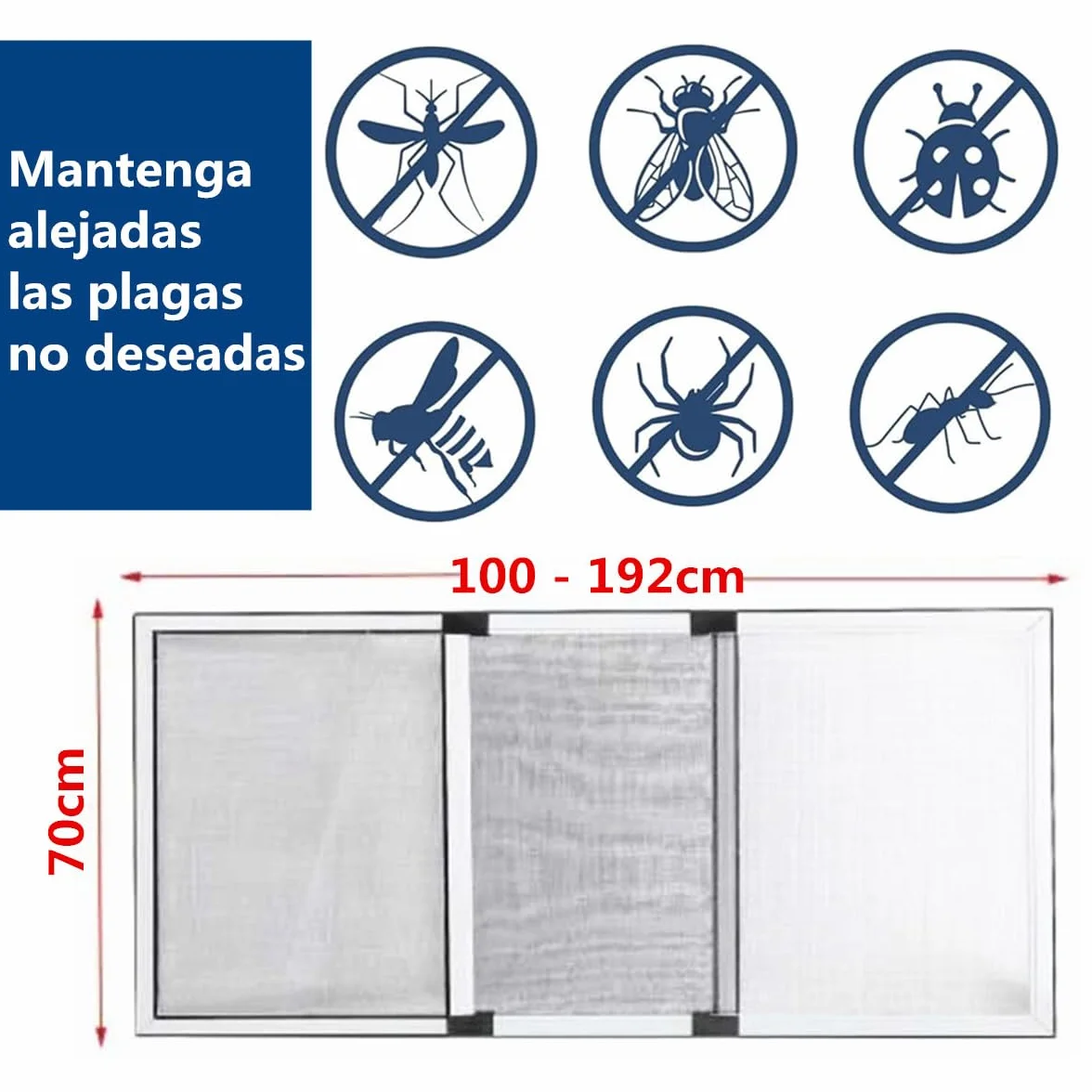 Mosquitero Extensible Aluminio 100-192 cm x 70 cm Ajustable Protección Insectos