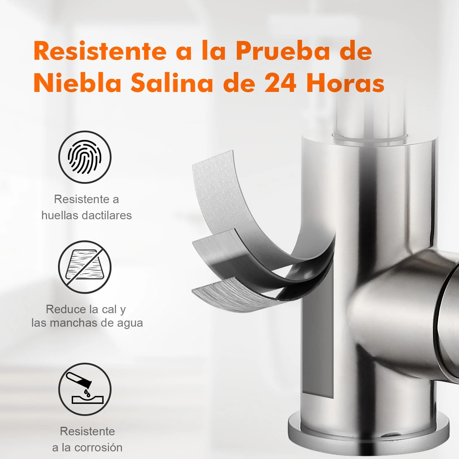 GRIFEMA Grifo Lavabo Alto 180 mm, Caño Giratorio 360° - Acero Inoxidable Cepillado, Cartucho Cerámico, Monomando con Mangueras G3/8″, G1002A
