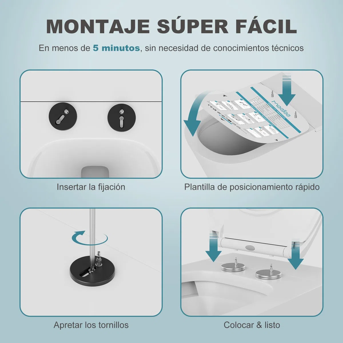Tapa Wc Universal Amortiguada, Asiento Inodoro Blanco, Tapa de Vater Ovalada con Cierre Suave, Tapa de WC de Duroplast, Tapadera Wc para Familia, Tapa Inodoro Montaje Fácil