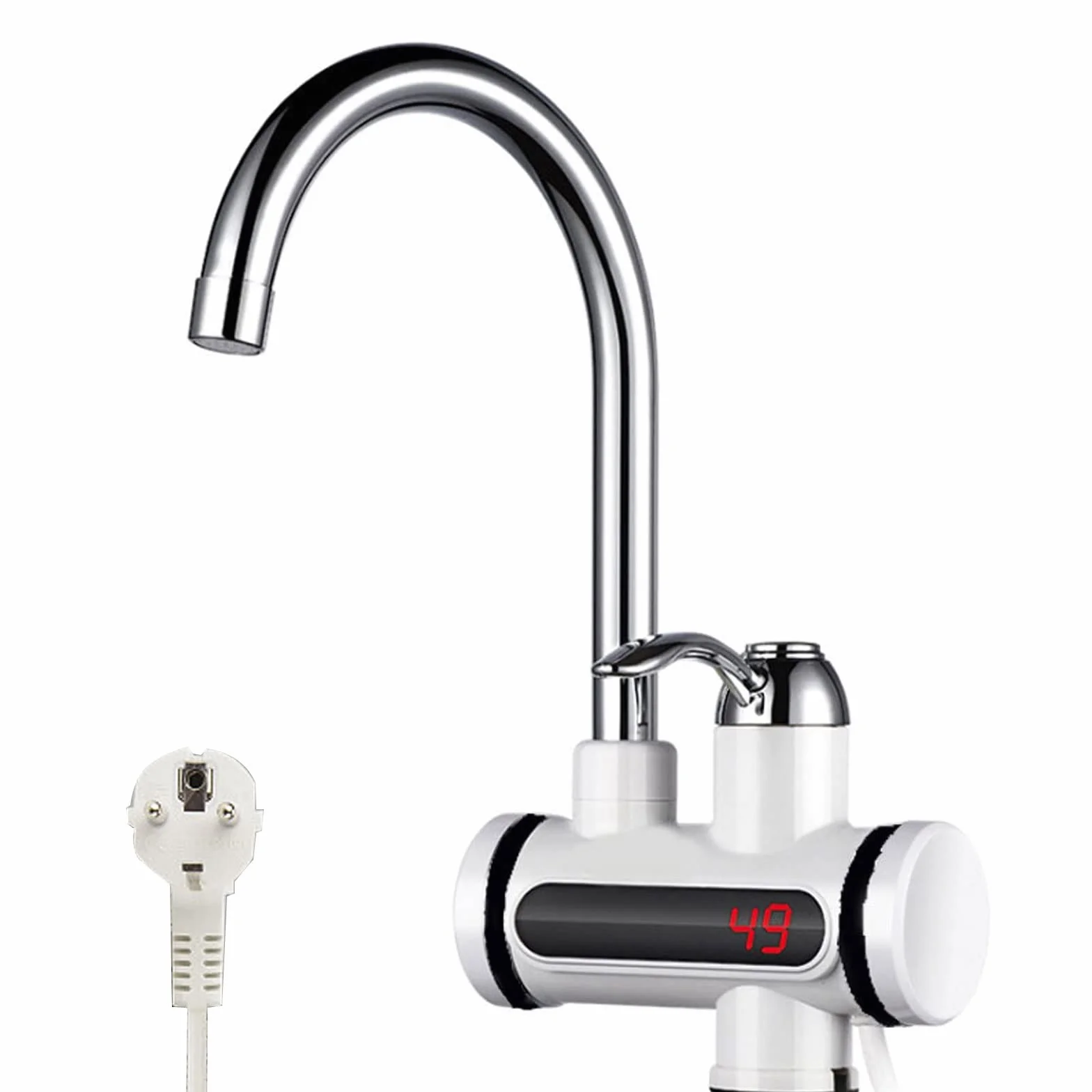 Grifo instantáneo de 220 V, 3000 W, calentador de agua eléctrico, grifo rápido con pantalla digital LED, cocina, baño, acero inoxidable, grifo eléctrico