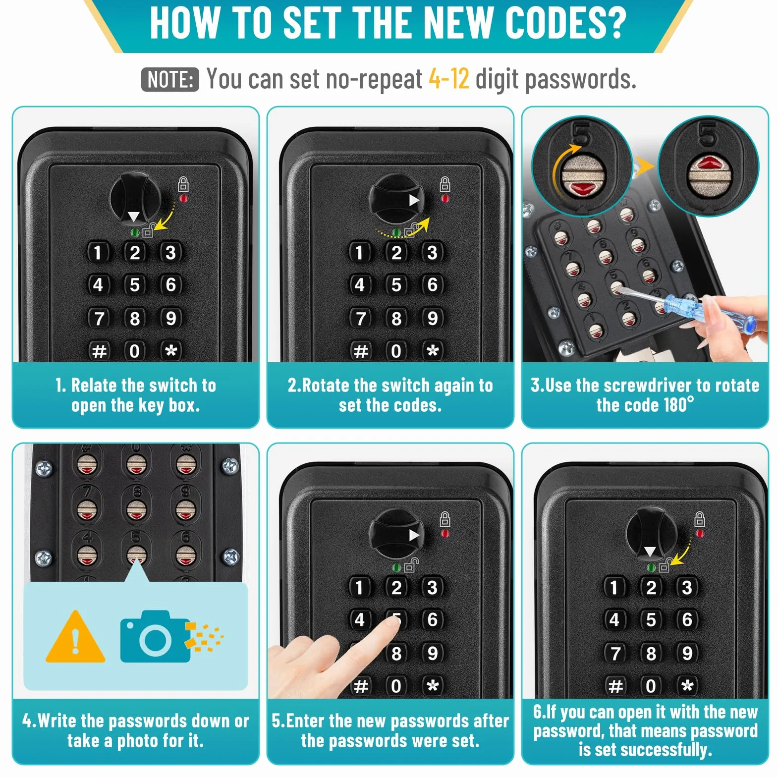 Caja de Seguridad para Llaves Grande Impermeable 12 Dígitos Exterior Negro