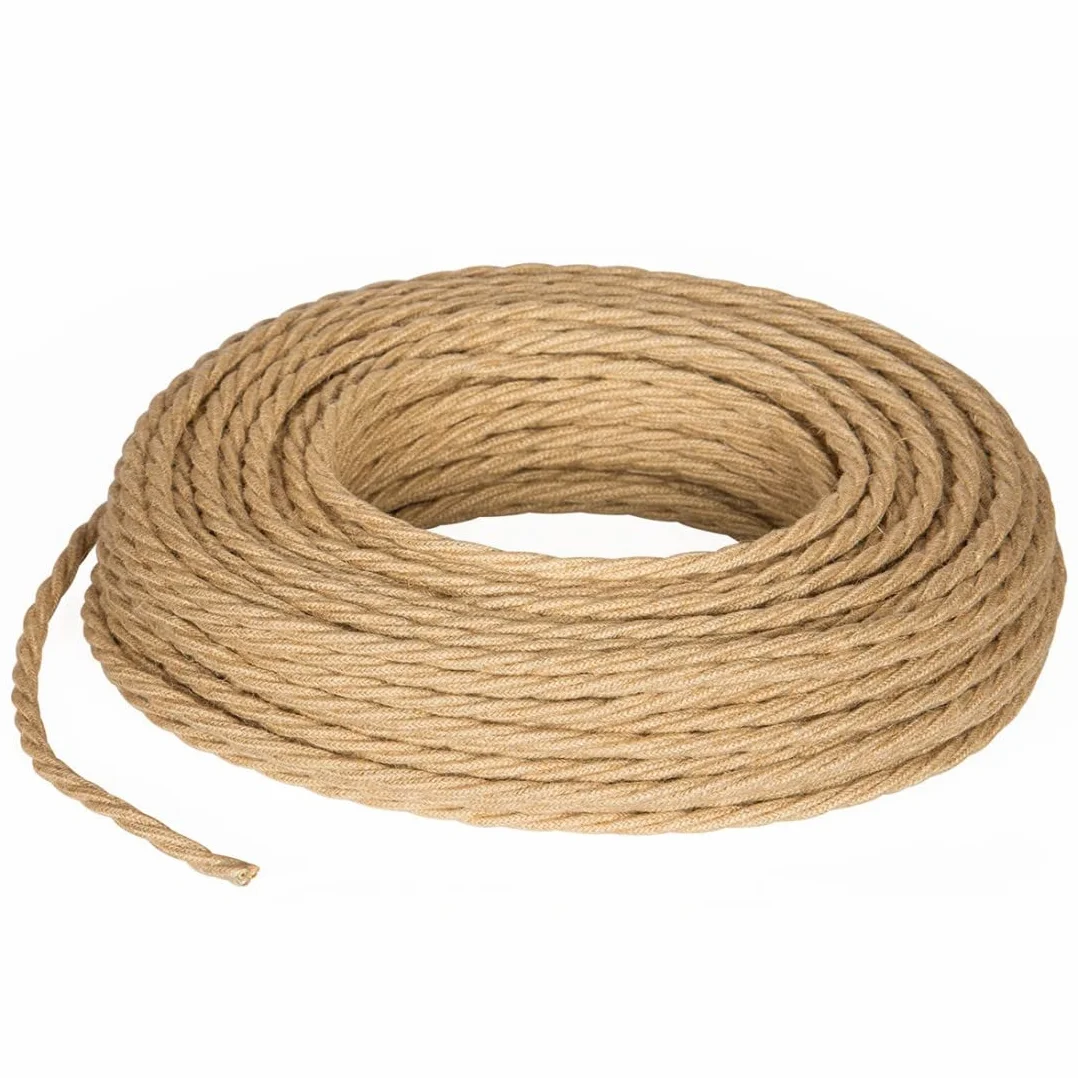 Cable textil para lámpara 3 núcleos 1,50 mm² yute 5 m Made in Italy