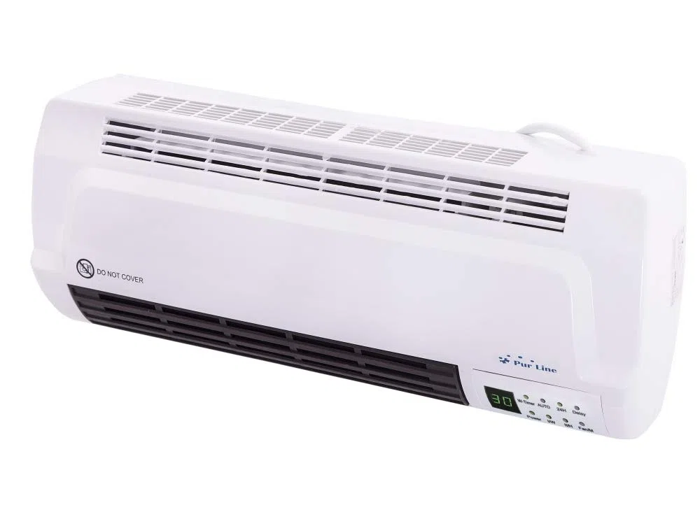 PURLIINE | Calefactor Cerámico Split de Pared 2000W, Mando a Distancia, Termostato Regulable y Diseño Moderno en Blanco