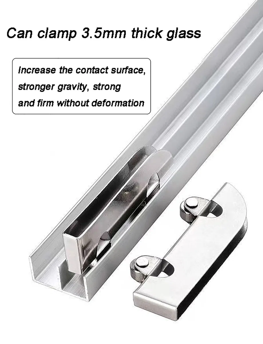 Riel de Vidrio acrílico para Puerta corrediza de aleación de Aluminio, Juego de rieles Dobles, riel móvil para Puerta corrediza de Vidrio (130 cm/51,2 Pulgadas)