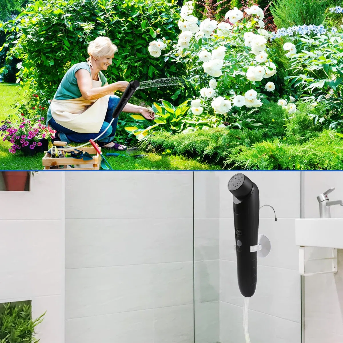 Bidé eléctrico portátil de viaje, bidé eléctrico con depósito de agua de 2,5 l, para ducha íntima, cama semanal, senderismo al aire libre, ducha de mano para hombres, mujeres y niños (negro)